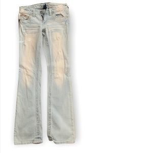 Light wash, faded, bootcut jeans